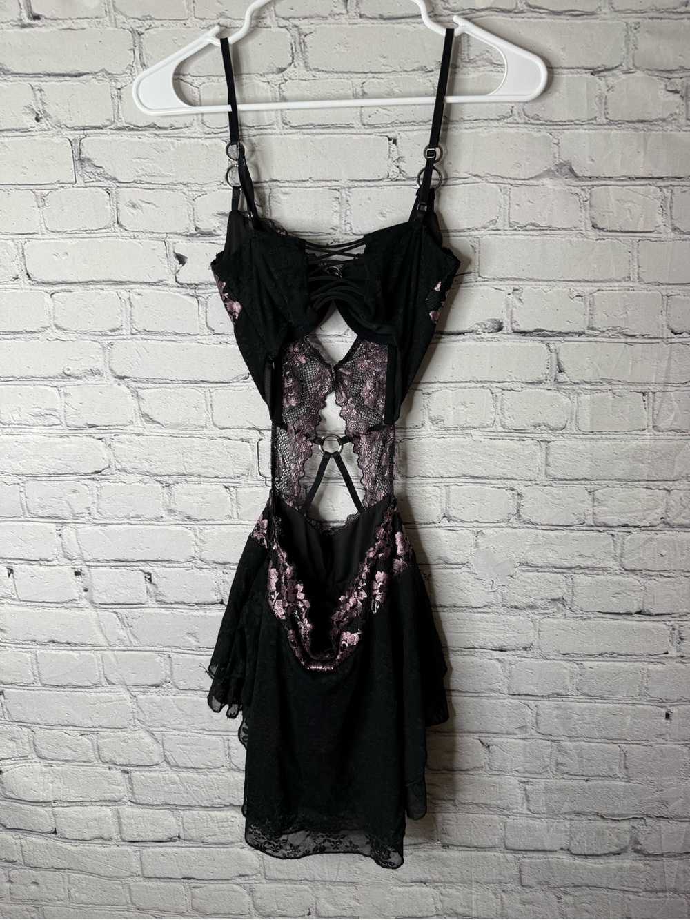 Outcast Sloan mini dress Black & Pink Lace Cutout  - Women's Intimates small